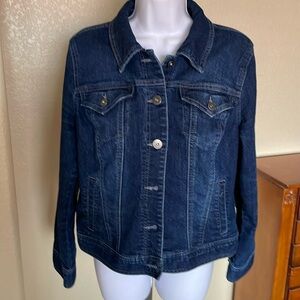 Style&Co blue jean embroidered back jacket size M